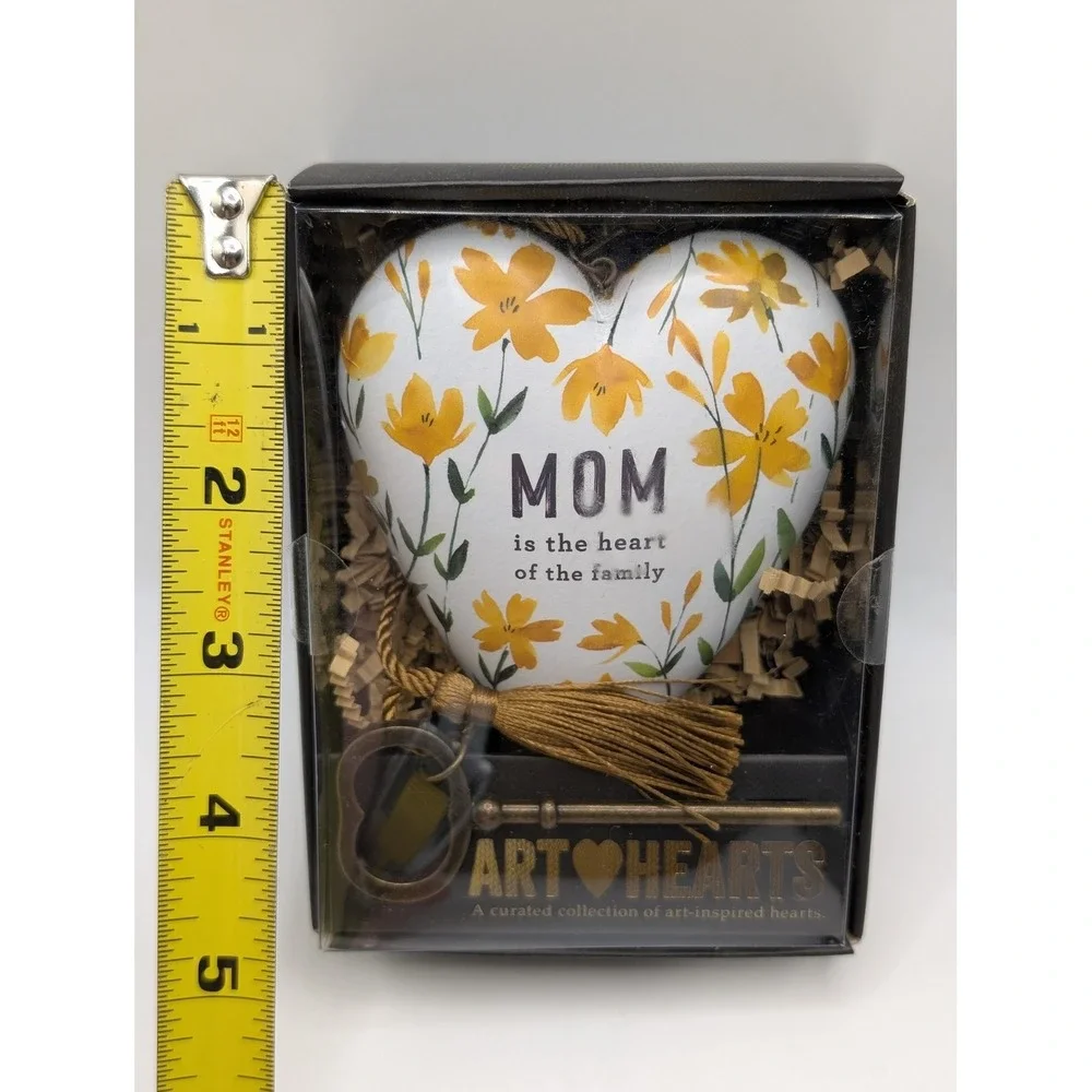 DEMDACO Art Hearts‎ Mom Is The Heart Of The Family Yellow Floral Heart Ornament